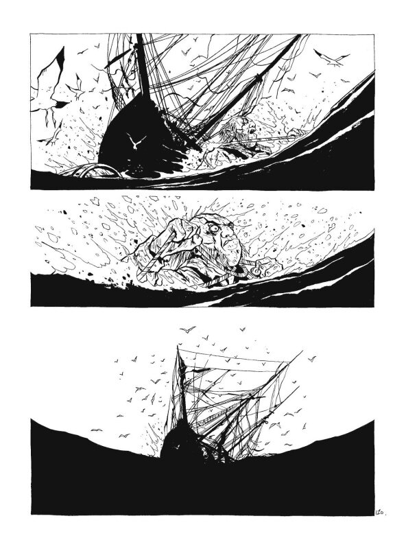 Christophe Chabouté, 2014 - Moby Dick Livre 2 - Planche 120 - Planche originale