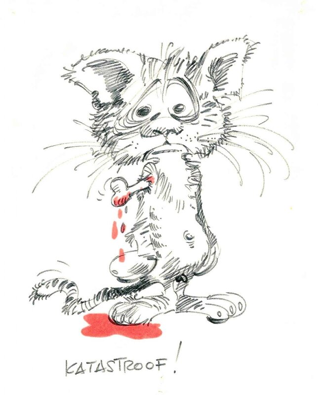 Charles Degotte, 1970? - Kat (Illustration - Dupuis KV) - Original Illustration
