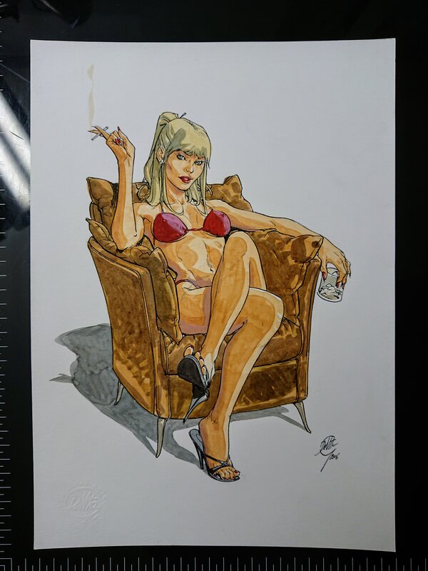 Pinup en bikini par Giulio De Vita - Planche originale