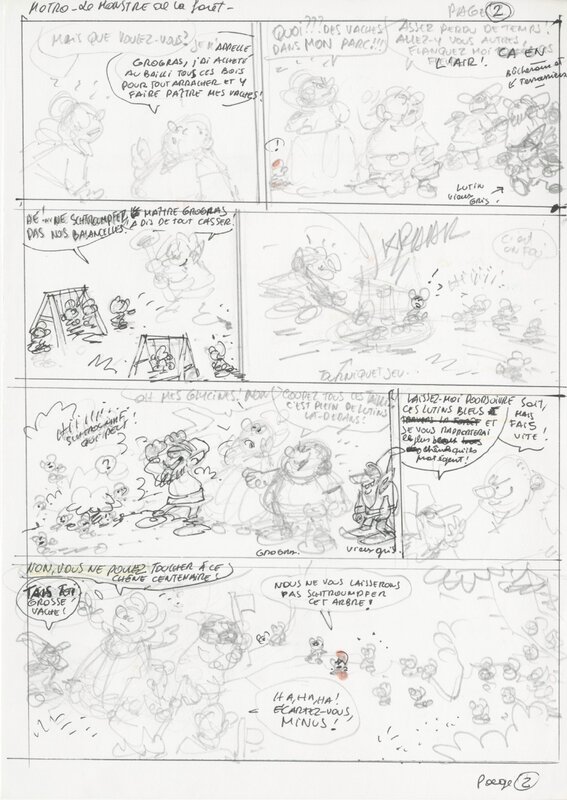Marc Wasterlain, Peyo, 2014 - Des Schroumpfs / De Smurfen / The Smurfs 2/2 (Prelim Page- Dupuis KV) - Comic Strip