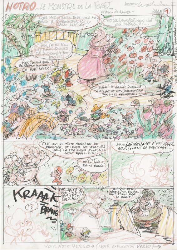 Marc Wasterlain, Peyo, 2014 - Des Schroumpfs / De Smurfen / The Smurfs 1/2 (Prelim + Colouring page - Dupuis KV) - Comic Strip