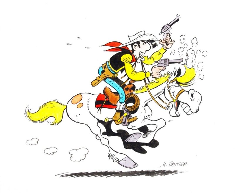Michel Janvier, 2000 - Lucky Luke (Colored illustration - European KV) - Illustration originale