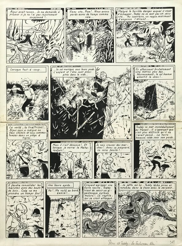 François Craenhals, Pom et Teddy - Le talisman noir - Planche originale