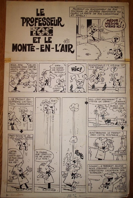 Paul Deliège, Maurice Rosy, « Le Professeur Toc et le Monte-en-l’air », planche 1, circa 1961. - Comic Strip