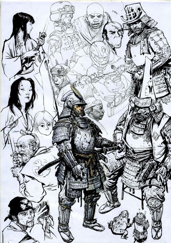 Kim jung gi - samurai drawing - Illustration originale