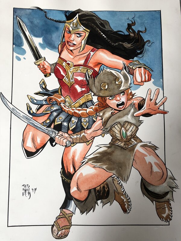 Ted Naifeh -  Wonder Woman + Princess Ugg -  Commission - Illustration originale