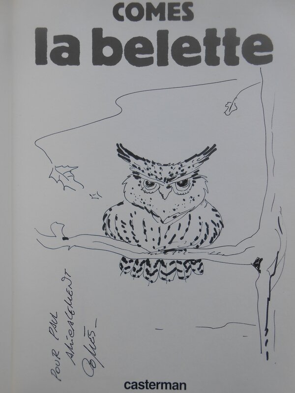 Didier Comès, Dédicace dans 'La belette' - Illustration originale