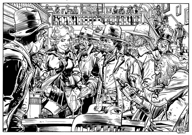 Blueberry - Saloon par Colin Wilson - Illustration originale