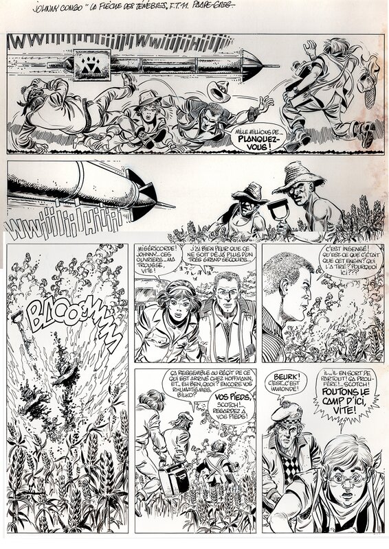 En vente - Eddy Paape, Johnny Congo les flèches des ténèbres planche 11 - Planche originale