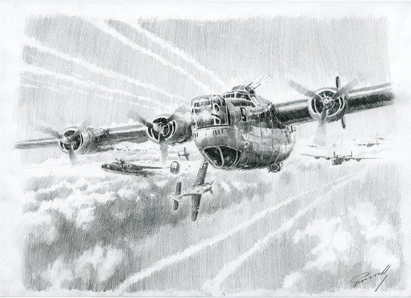 Lucio Perinotto, B 24 Liberator - Ploiesti 1943 - Original Illustration