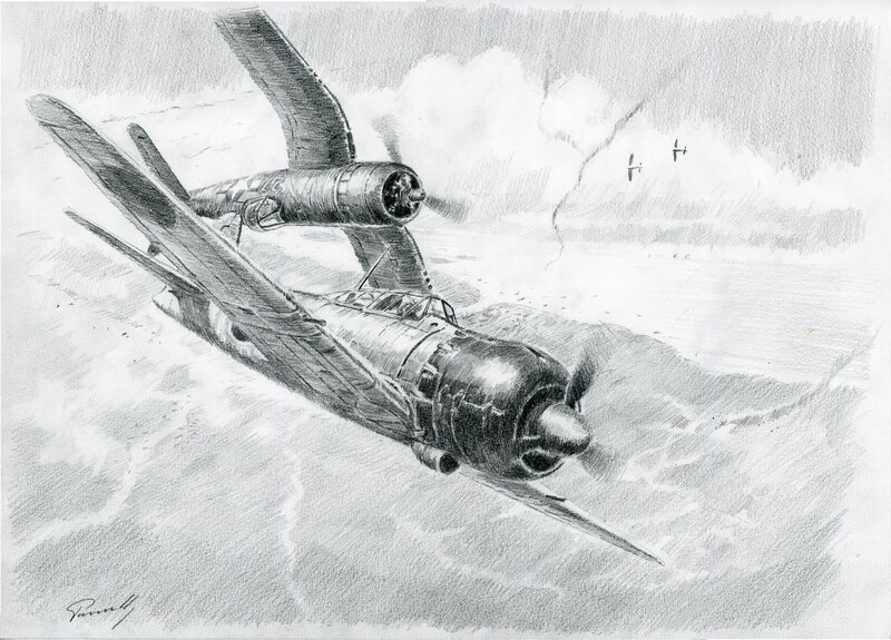 Lucio Perinotto, Corsair VS Zero - Rabaul 1943 - Original Illustration