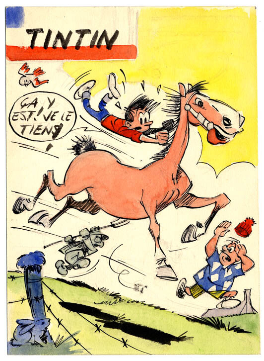 Edouard Aidans, Projet couverture Tintin Bob Binn - Planche originale
