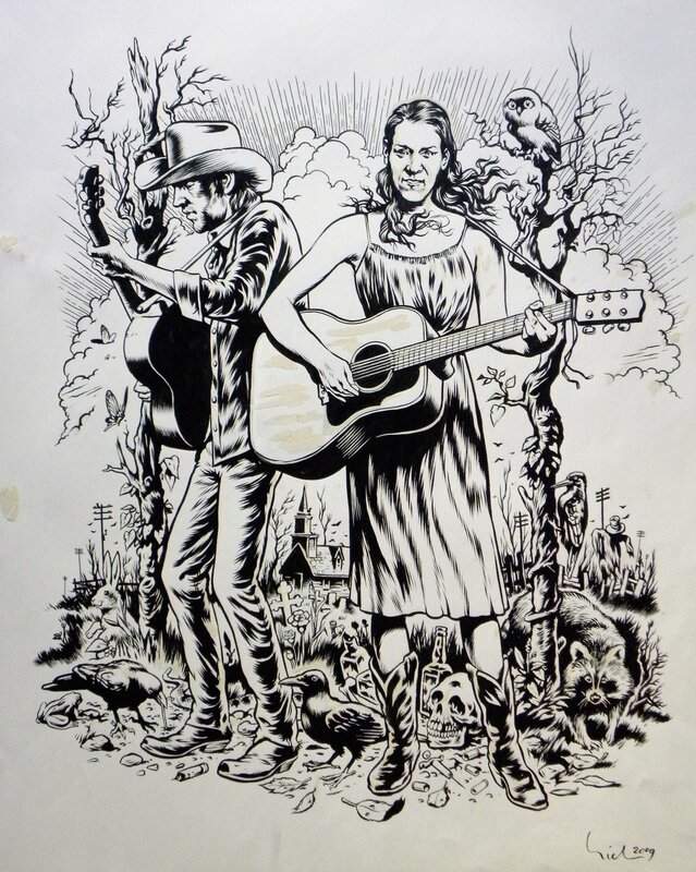 Erik Kriek, Gillian Welch & David Rawlings - Original Illustration