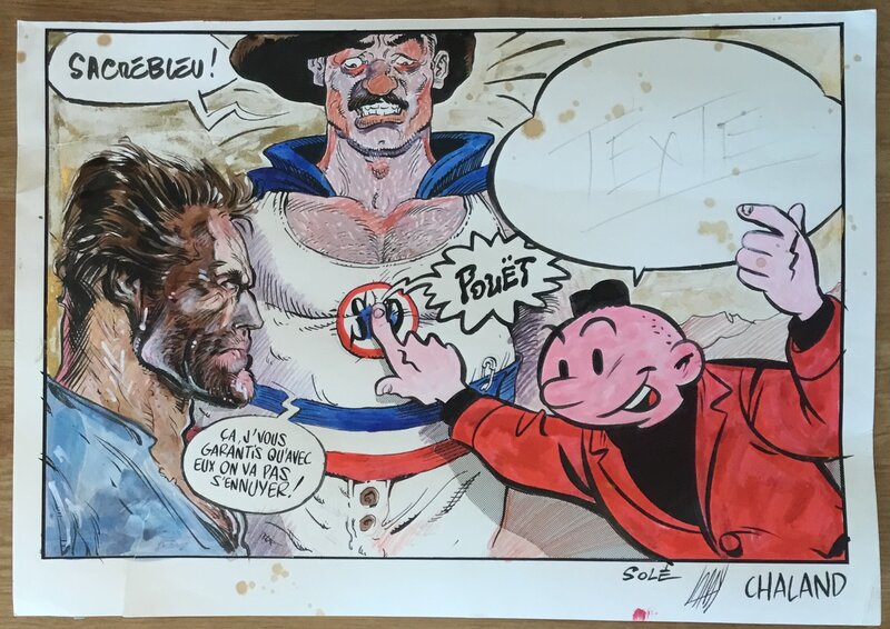 Yves Chaland, Jean Solé, Fabrice Lamy, Chaland, Sole, Lamy - Illu for Lyon - Original Illustration