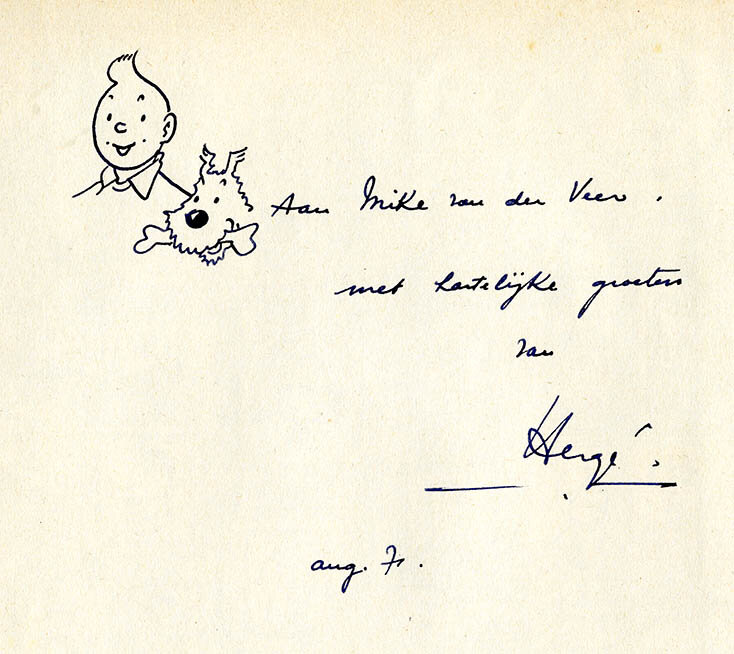 Dedicace Hergé - Planche originale