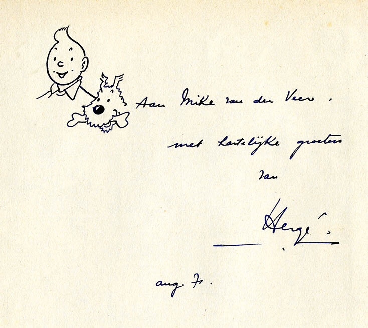 Dedicace Hergé - Planche originale