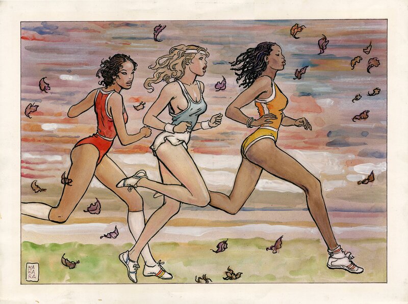 Milo Manara, Jogging - Illustration en couleur - Original Illustration
