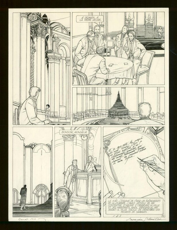 François Schuiten, Les cités obscures - Les murailles de Samaris Page 21 - Planche originale