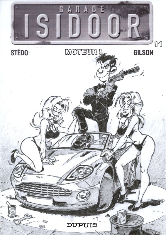 Stédo, Couv. Garage Isidor et une Aston martin DB9 - Original Cover