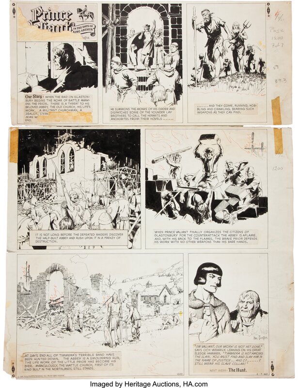 Hal Foster, Prince Valiant, Planche 1200 (7 Février 1960) - Planche originale