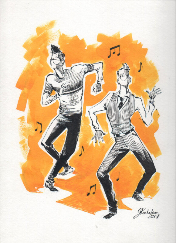 Swing Series - Boys by Julie Rocheleau - Original Illustration