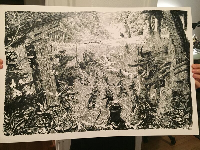 For sale - The battle by François Gomès - Original Illustration