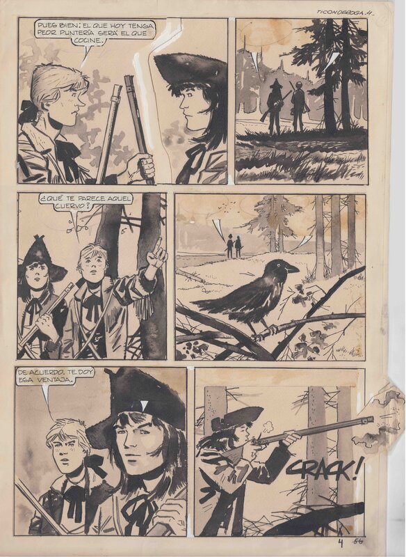 Hugo Pratt, Hector Oesterheld, Gisela Dester, Ticonderoga, Río Lobo 1, pág. 4 - Planche originale