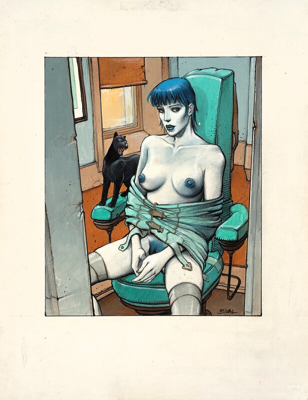 Enki Bilal, 1987 - La Femme Piège, déshabillée pour Playboy * - Illustration originale