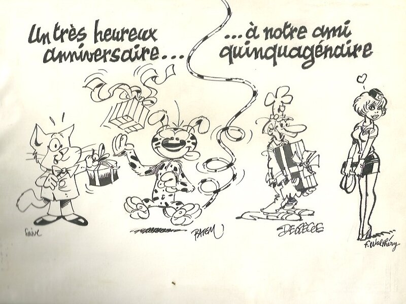 Illustrations par Olivier Saive, Batem, Paul Deliège, François Walthéry - Illustration originale