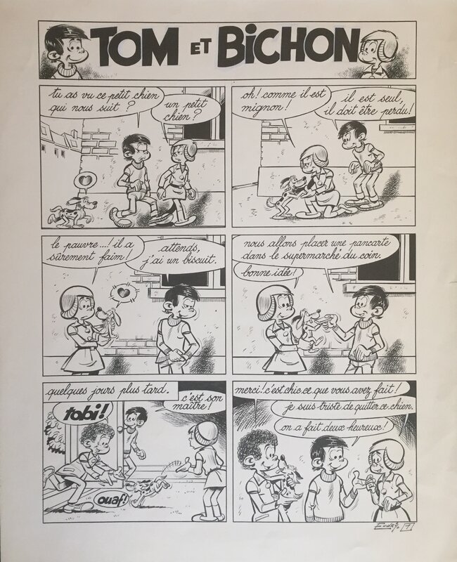 Tom et Bichon par Eudry - Planche originale