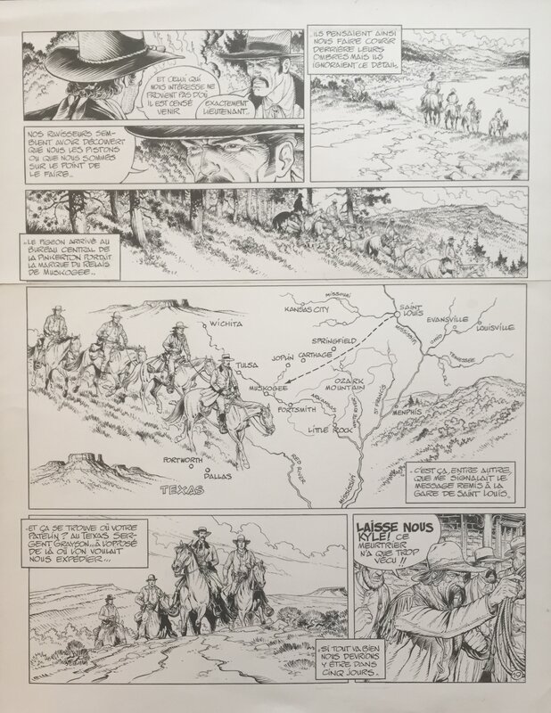 Michel Blanc-Dumont, François Corteggiani, Claudine Blanc-Dumont, Jean-Michel Charlier, Jean Giraud, La Jeunesse de Blueberry - Planche originale