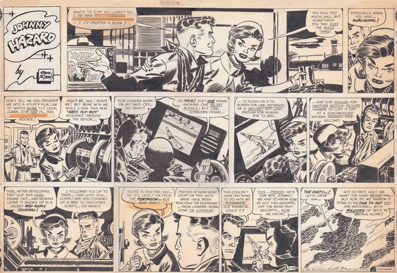 Frank Robbins, Johnny Hazard, Sunday 30/07/1961 - Planche originale