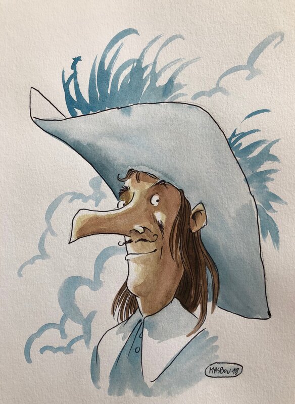 Jean-Luc Masbou, De Cape et de Crocs - Dessin original du Maître d'armes - Illustration originale
