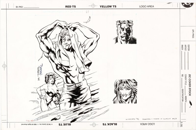 Terry Dodson, Karl Kesel, Wildstorm WildC.A.T.s '94 #70 : Spartan & Voodoo - Original Illustration