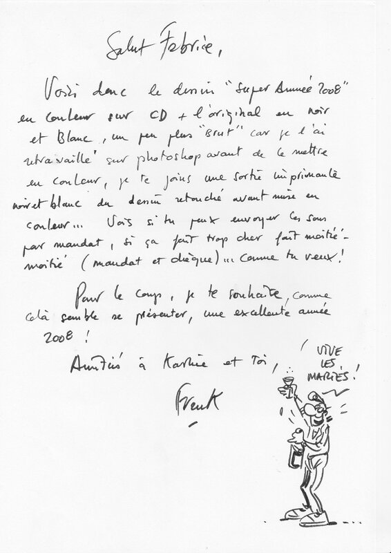 Frank Margerin, Lettre accompagnant ma carte de voeux - Œuvre originale