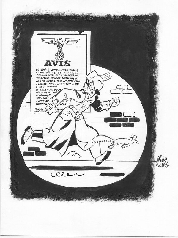 Olivier Schwartz, Spirou et Spip... avec comme un air d'hommage à Tintin et Milou - Original Illustration