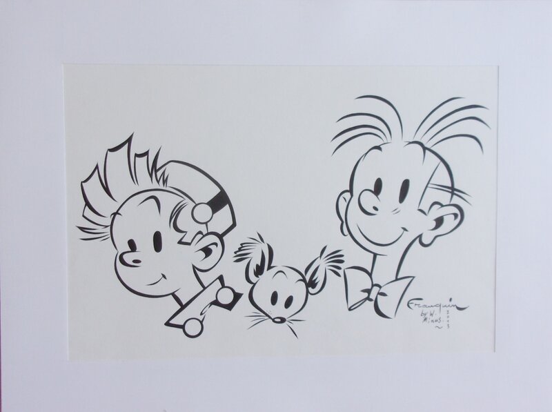 Walter Minus, Spirou, Fantasio et Spip d'aprés Franquin - Illustration originale