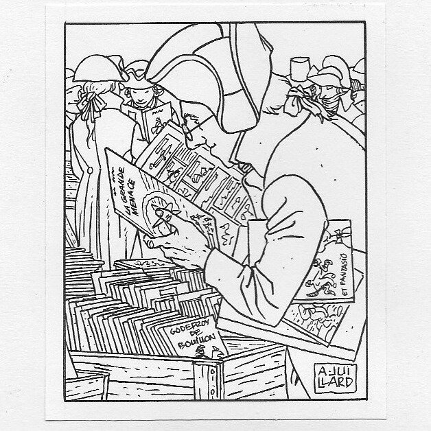 André Juillard, Illustration invitation Bourse BD Dauphylactére pour une enveloppe - Original Illustration