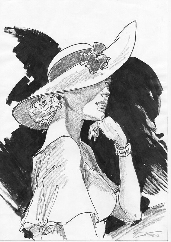 Femme au chapeau by Kas - Original Illustration