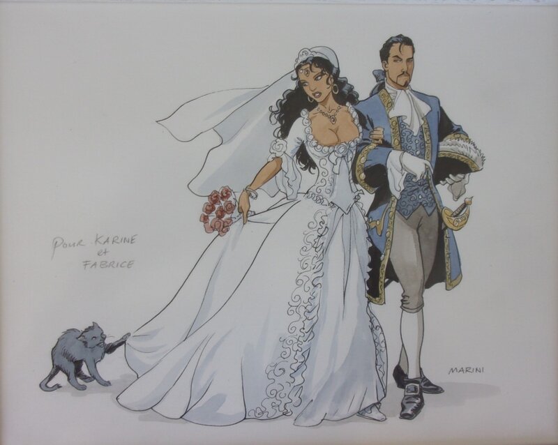 Enrico Marini, Le Scorpion, Méjai et Pharaon - Faire part de mariage - Illustration originale