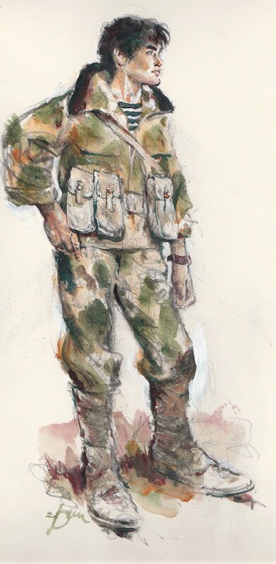 René Follet, L'étoile du soldat - illustration couleurs - Illustration originale