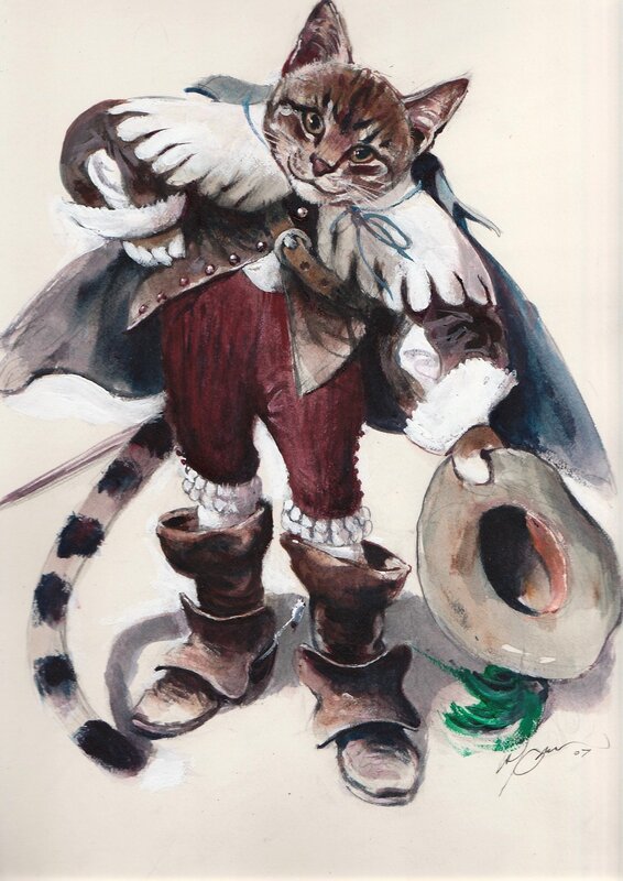 Le chat botté by René Follet - Original Illustration