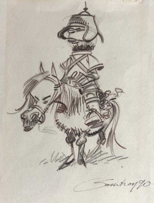 Cavalier Hun by Jacques Sandron - Original Illustration