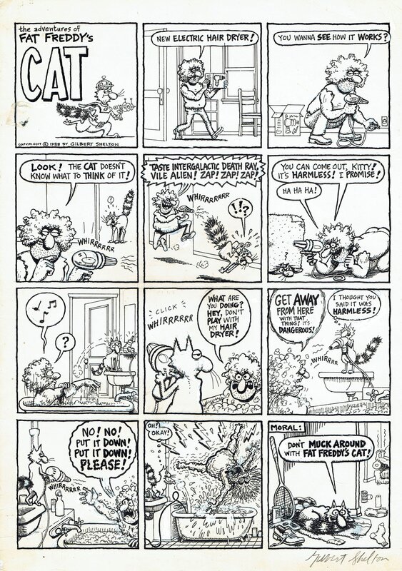 New hair dryer..... by Gilbert Shelton - Comic Strip