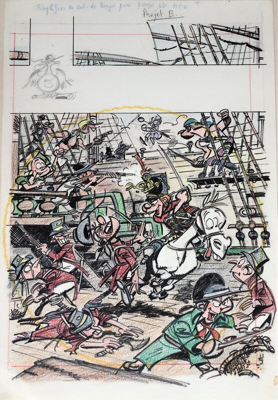 Jacques Sandron, Raoul Cauvin, Godaille et Godasse - Hussard à la Mer - Œuvre originale