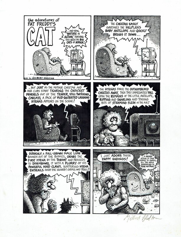 Gilbert Shelton, Fat Freddy's cat - Nature in action - Planche originale