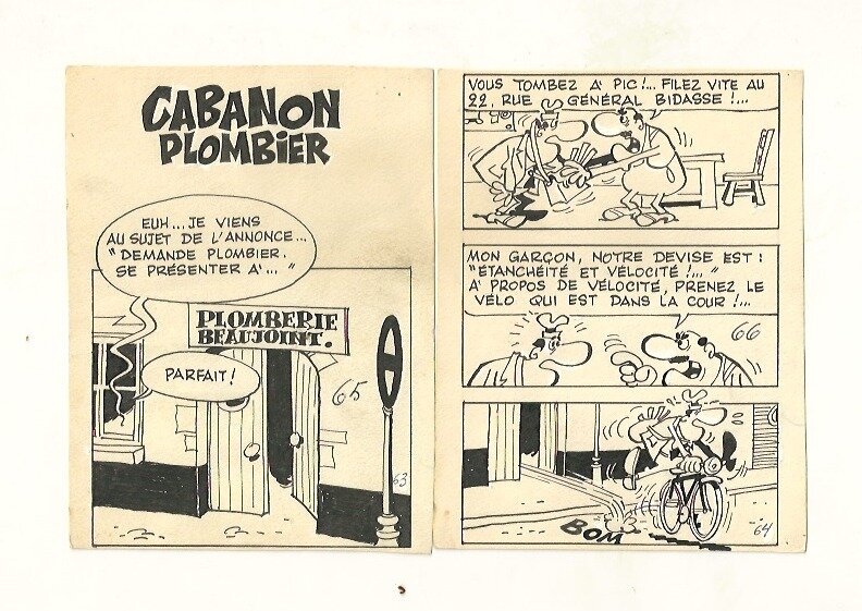 Paul Deliège, Cabanon plombier histoire complete soit 32 planches - Planche originale