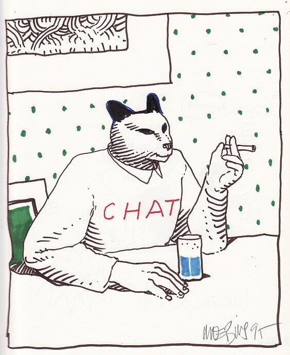 Chat par Moebius - Dédicace