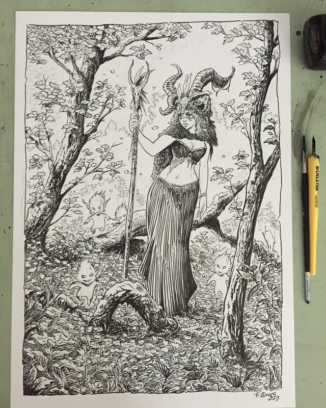 The witch par François Gomès - Illustration originale