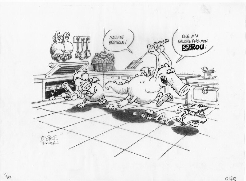 O'Groj, Les dragz - Publicité pour le journal Spirou 2 - Original Illustration